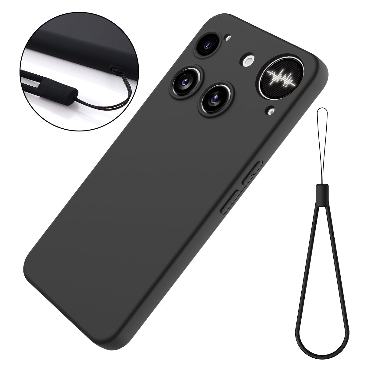 For Nothing Phone (3) 5G Liquid Silicone Case Phone Back Cover with Hand Strap