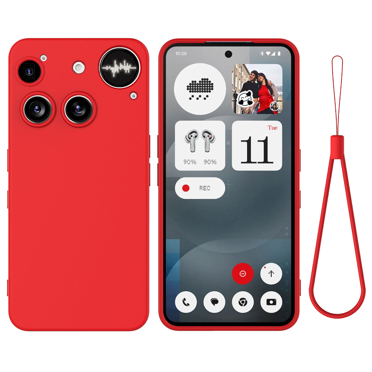 For Nothing Phone (3) 5G Liquid Silicone Case Phone Back Cover with Hand Strap