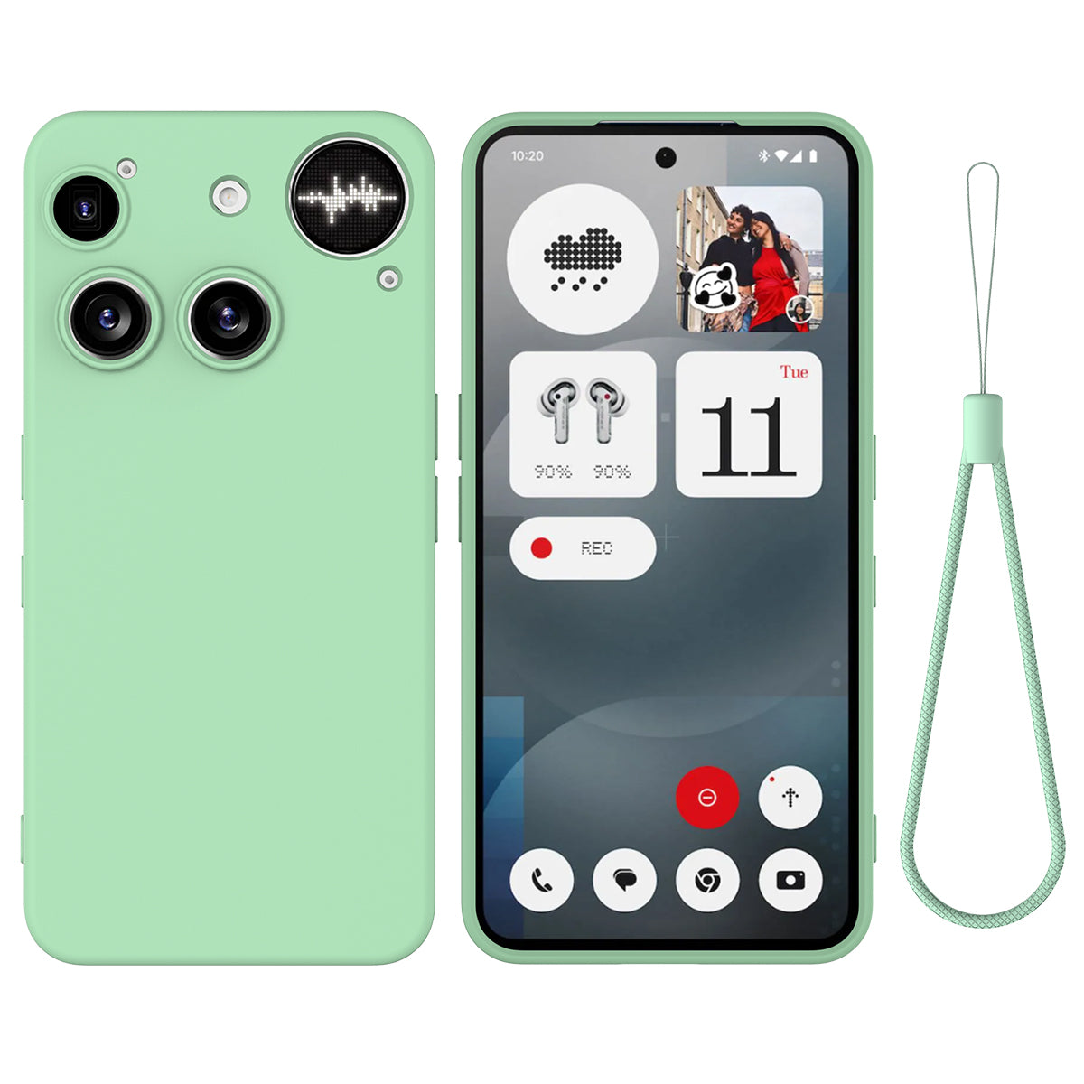 For Nothing Phone (3) 5G Liquid Silicone Case Phone Back Cover with Hand Strap