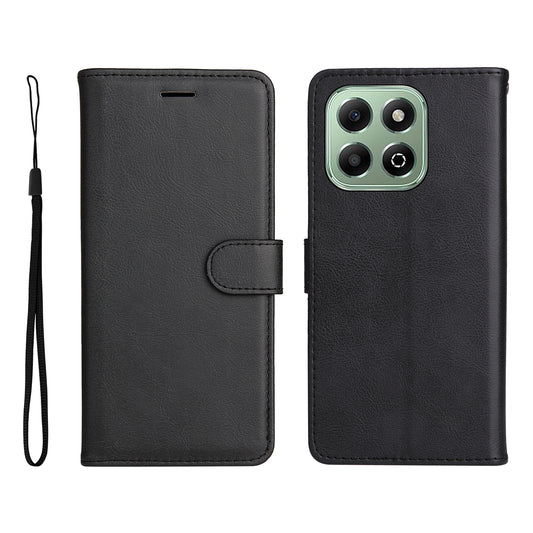 Honor X6a 4G / Honor X6b 4G / Honor X5b / Honor X5b Plus / Honor X6c 4G Handyhülle – Leder-Geldbörsen- mit Riemen, einfarbige Handy-Ständer-Abdeckung