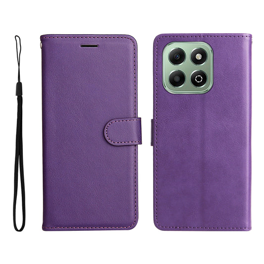 Honor X6a 4G / Honor X6b 4G / Honor X5b / Honor X5b Plus / Honor X6c 4G Handyhülle – Leder-Geldbörsen- mit Riemen, einfarbige Handy-Ständer-Abdeckung