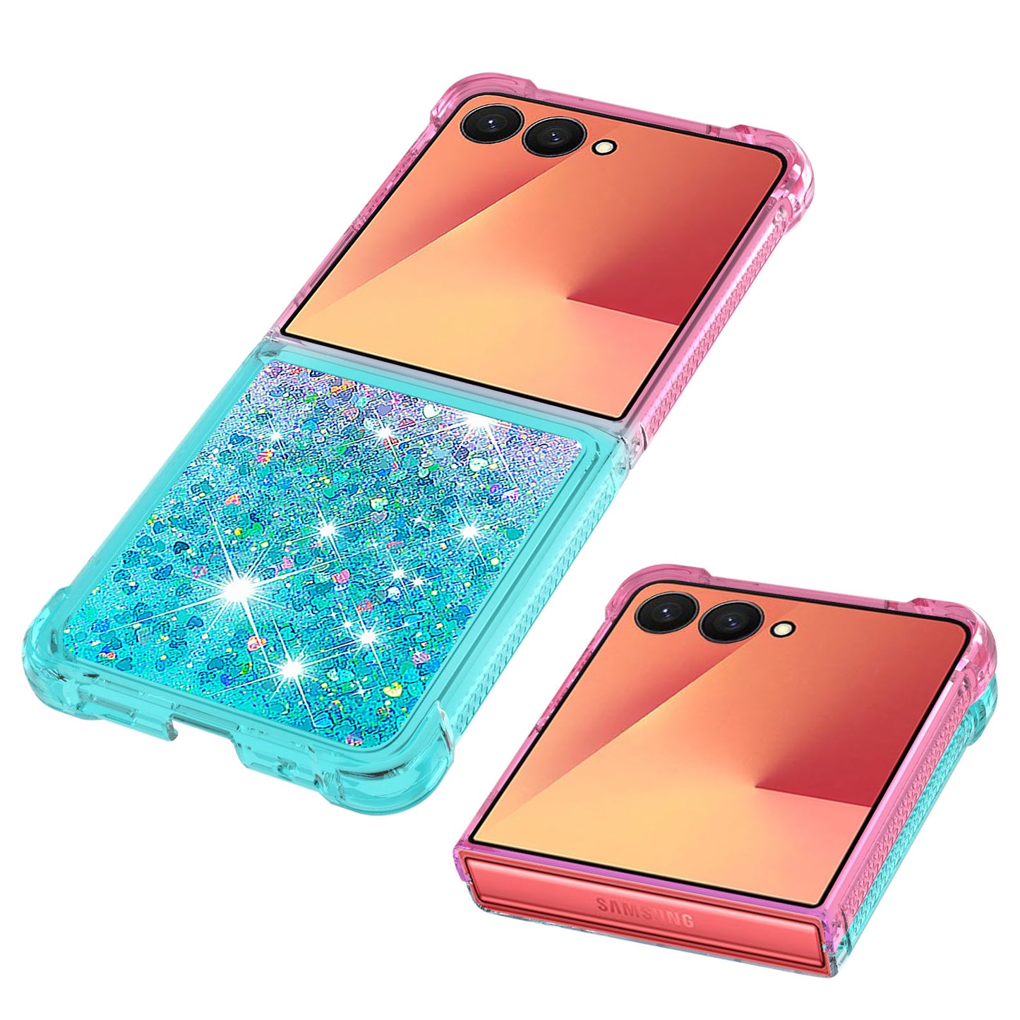 Galaxy Z Flip7 5G Glitter-Hülle – Farbverlauf mit funkelndem Puder