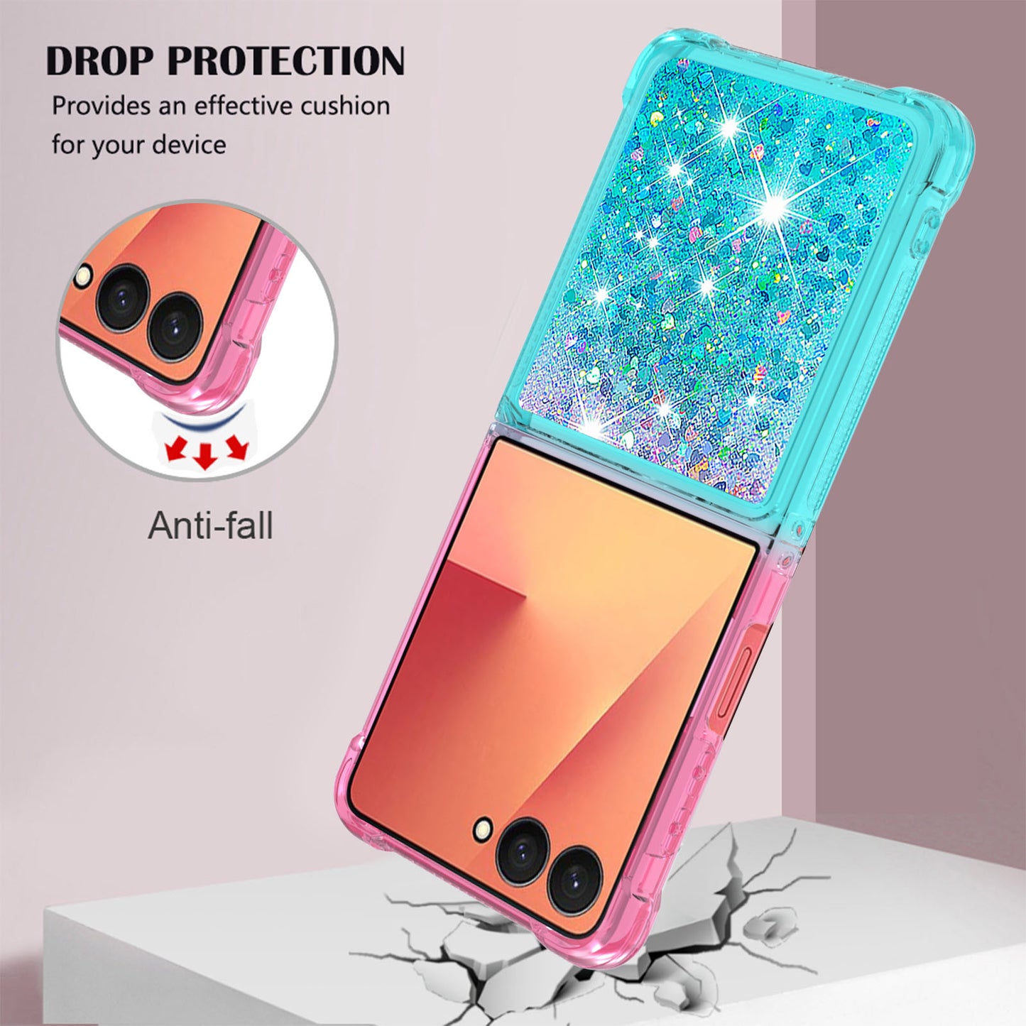 Galaxy Z Flip7 5G Glitter-Hülle – Farbverlauf mit funkelndem Puder