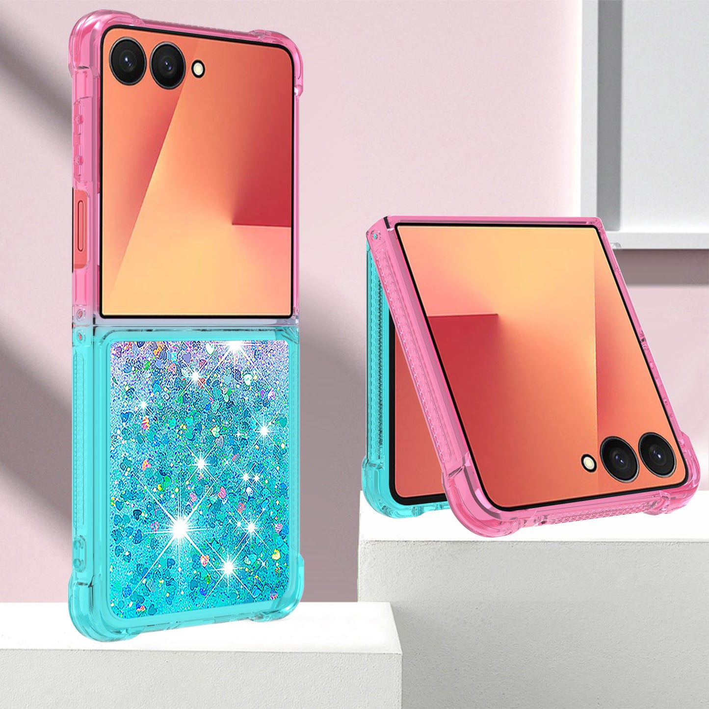 Galaxy Z Flip7 5G Glitter-Hülle – Farbverlauf mit funkelndem Puder