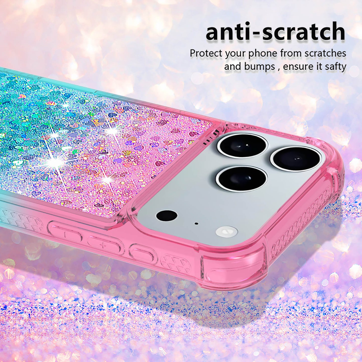 iPhone 17 Pro Max Glitter-Hülle – Farbverlauf mit funkelndem Puder