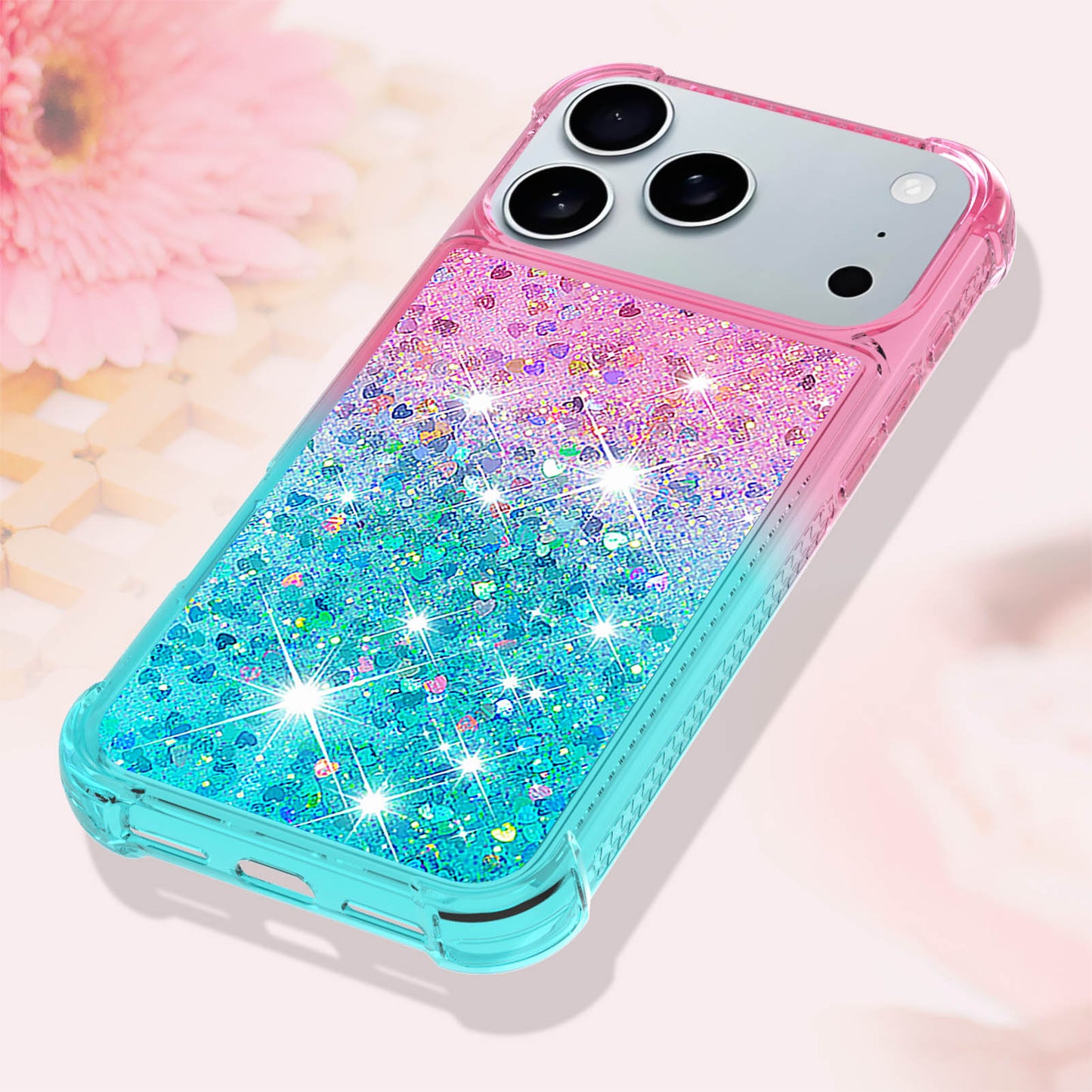iPhone 17 Pro Max Glitter-Hülle – Farbverlauf mit funkelndem Puder