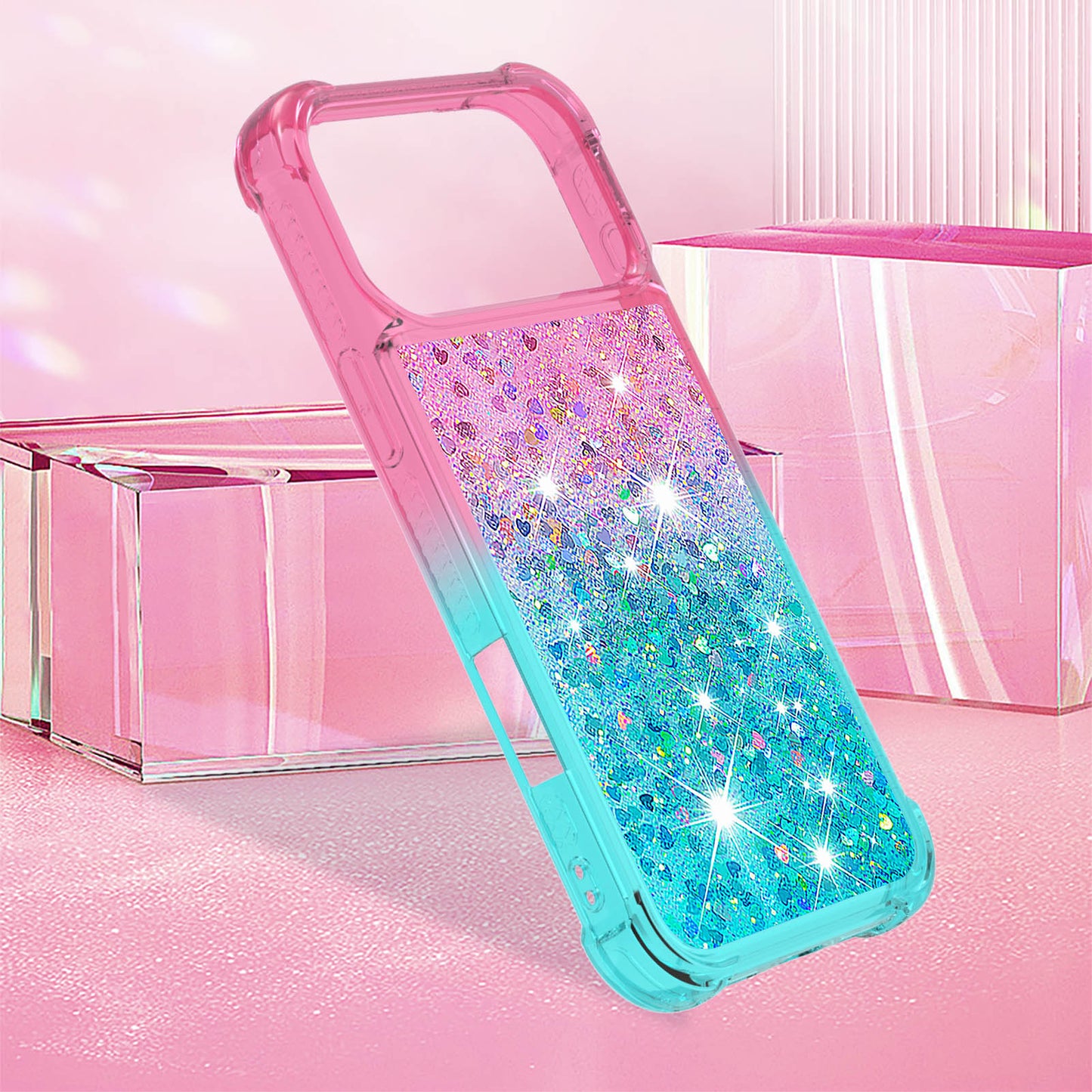 iPhone 17 Pro Max Glitter-Hülle – Farbverlauf mit funkelndem Puder