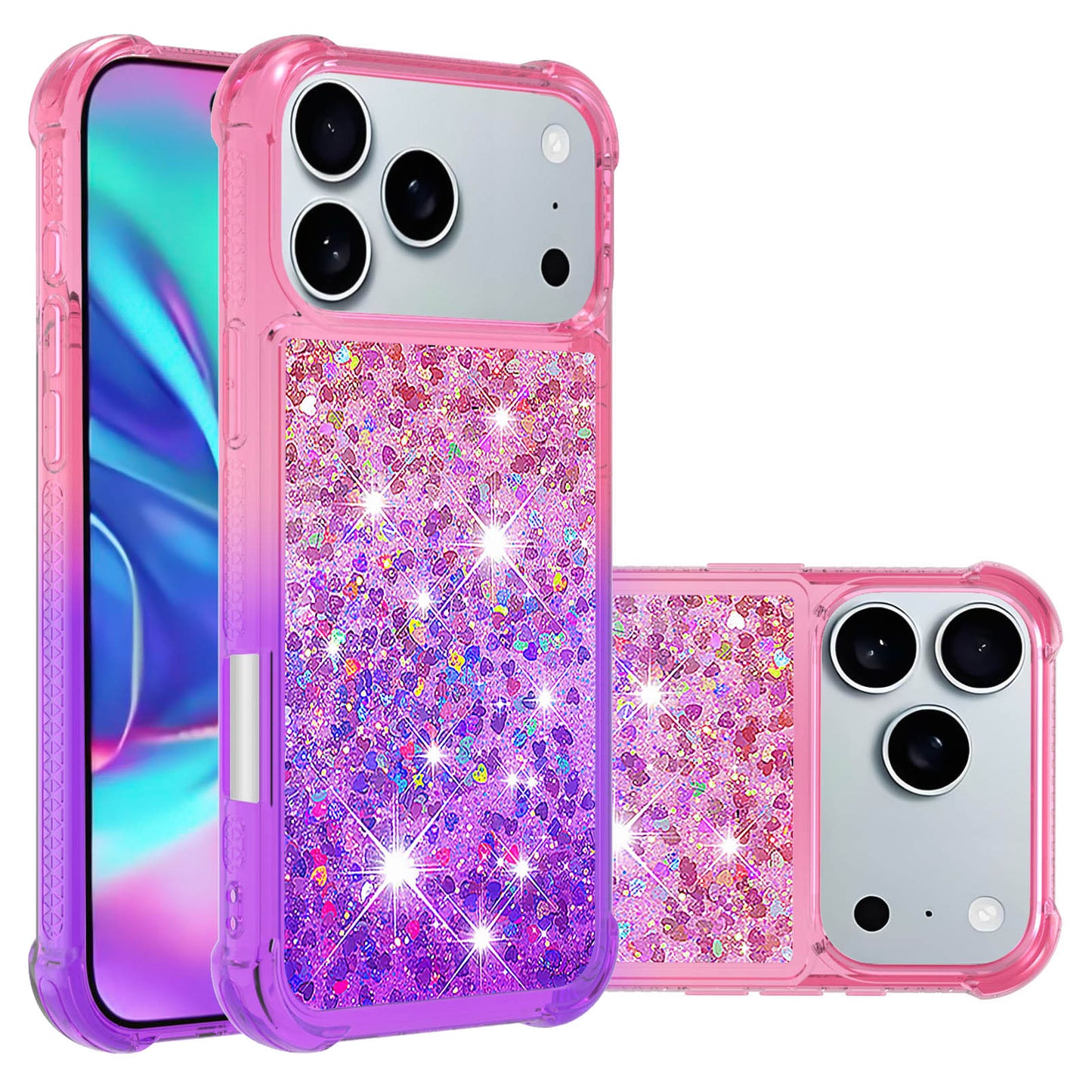 iPhone 17 Pro Max Glitter-Hülle – Farbverlauf mit funkelndem Puder