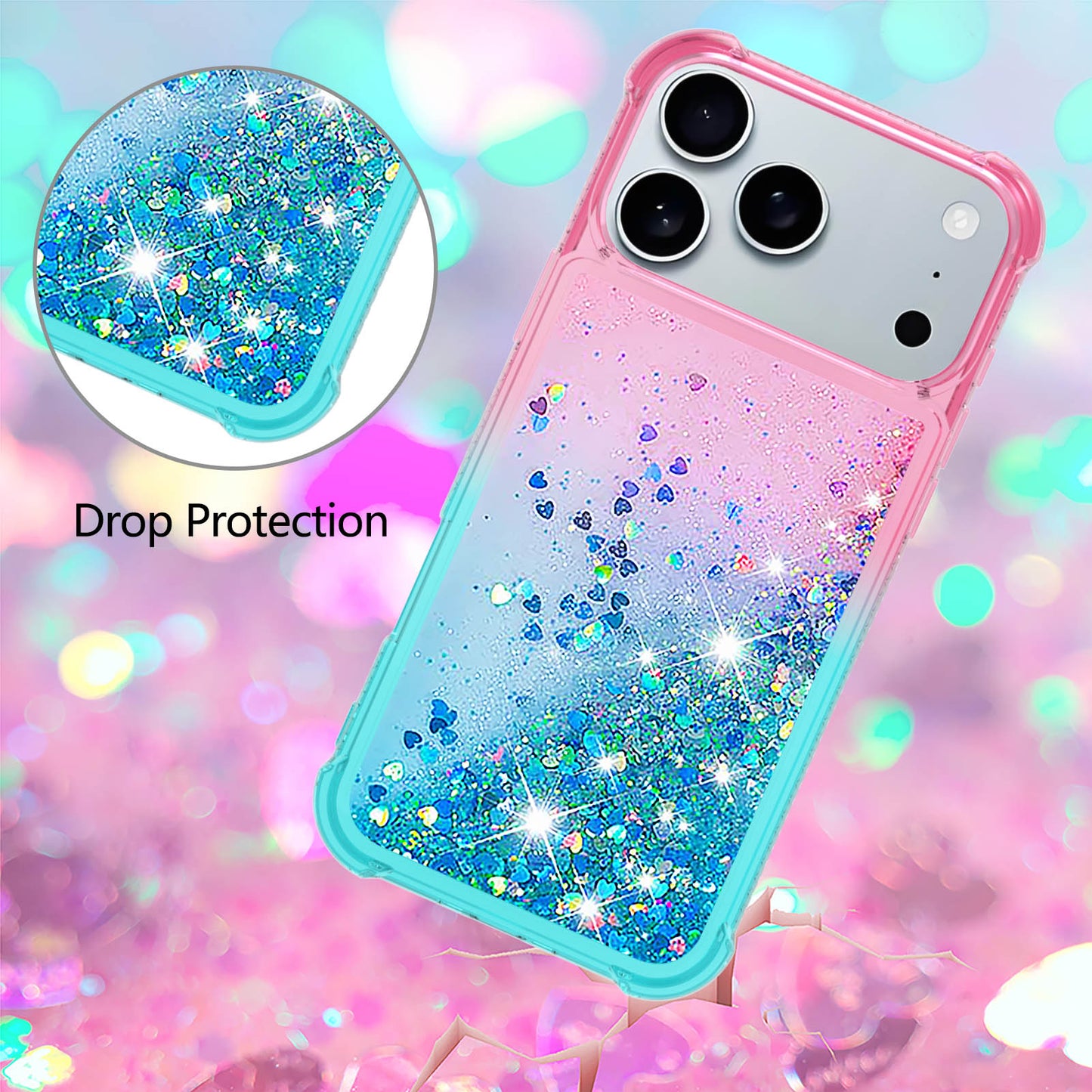 iPhone 17 Pro Glitter-Hülle – Farbverlauf mit funkelndem Puder
