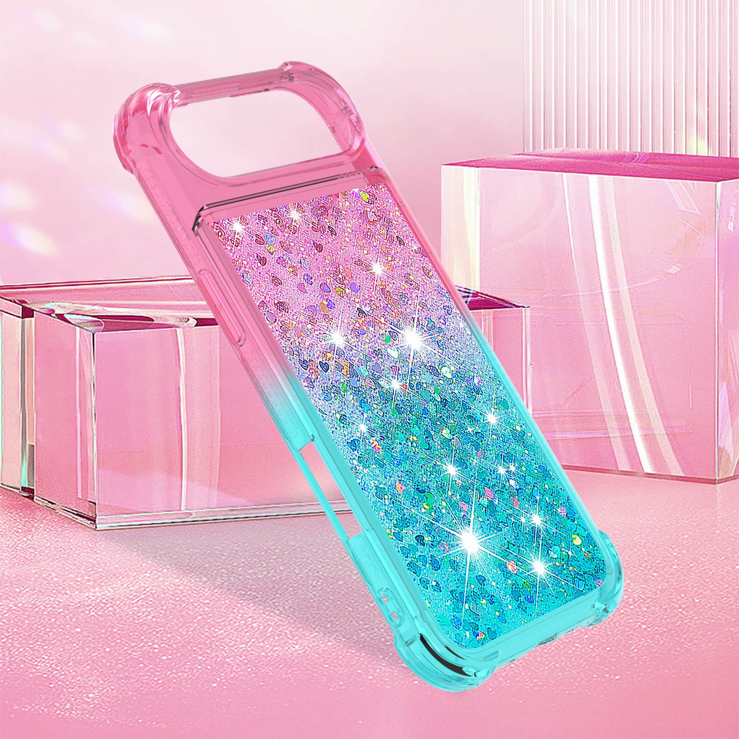 iPhone Air Glitter-Hülle – Farbverlauf mit funkelndem Puder