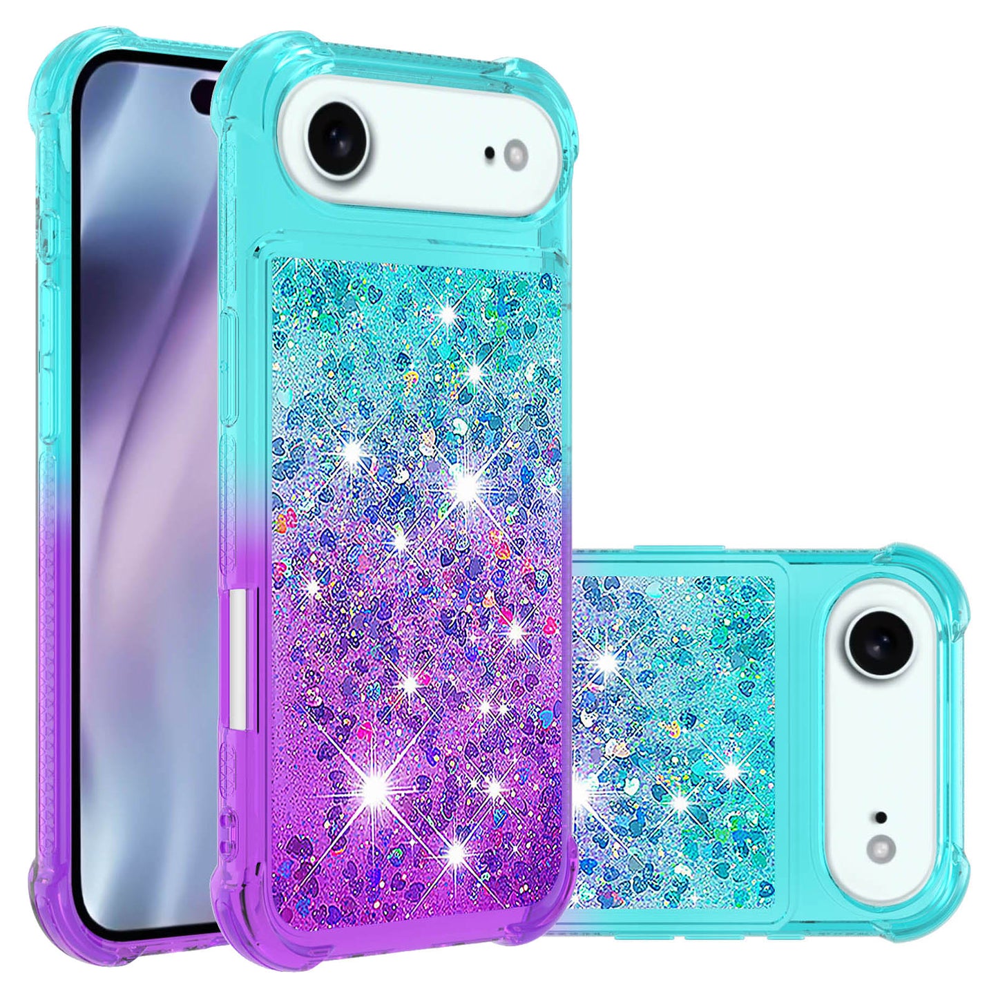 iPhone Air Glitter-Hülle – Farbverlauf mit funkelndem Puder