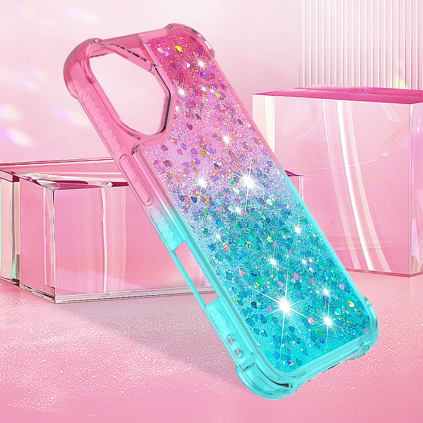 iPhone 17 Glitter-Hülle – Farbverlauf mit funkelndem Puder