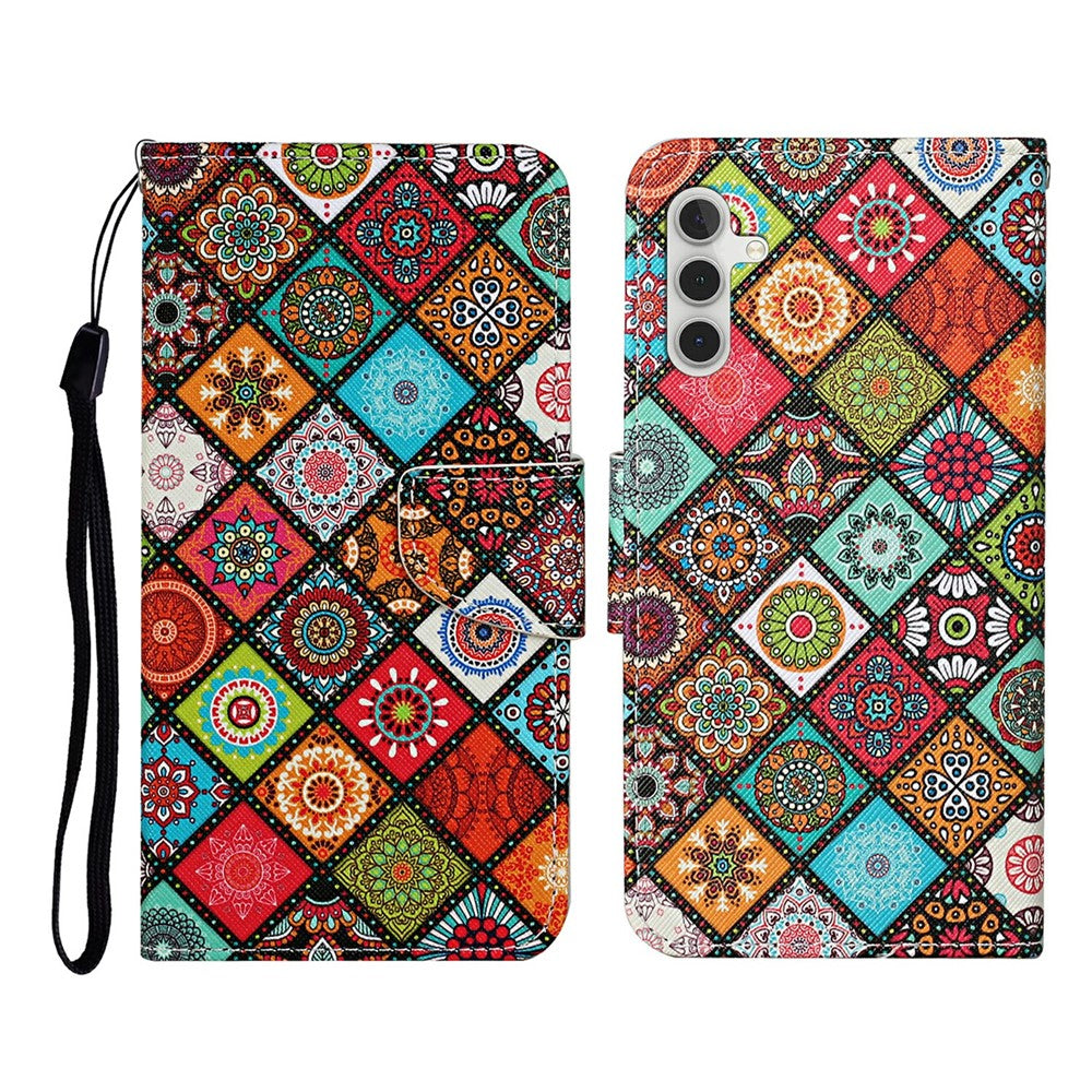 Galaxy A17 5G/4G / A26 5G / A16 5G/4G Wallet-Hülle – Musterdruck, mit Ständer & Riemen