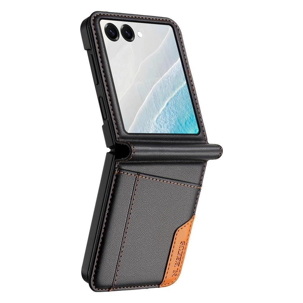 N.BEKUS For Samsung Galaxy Z Flip7 5G Case Card Slot PU + PC Phone Back Cover