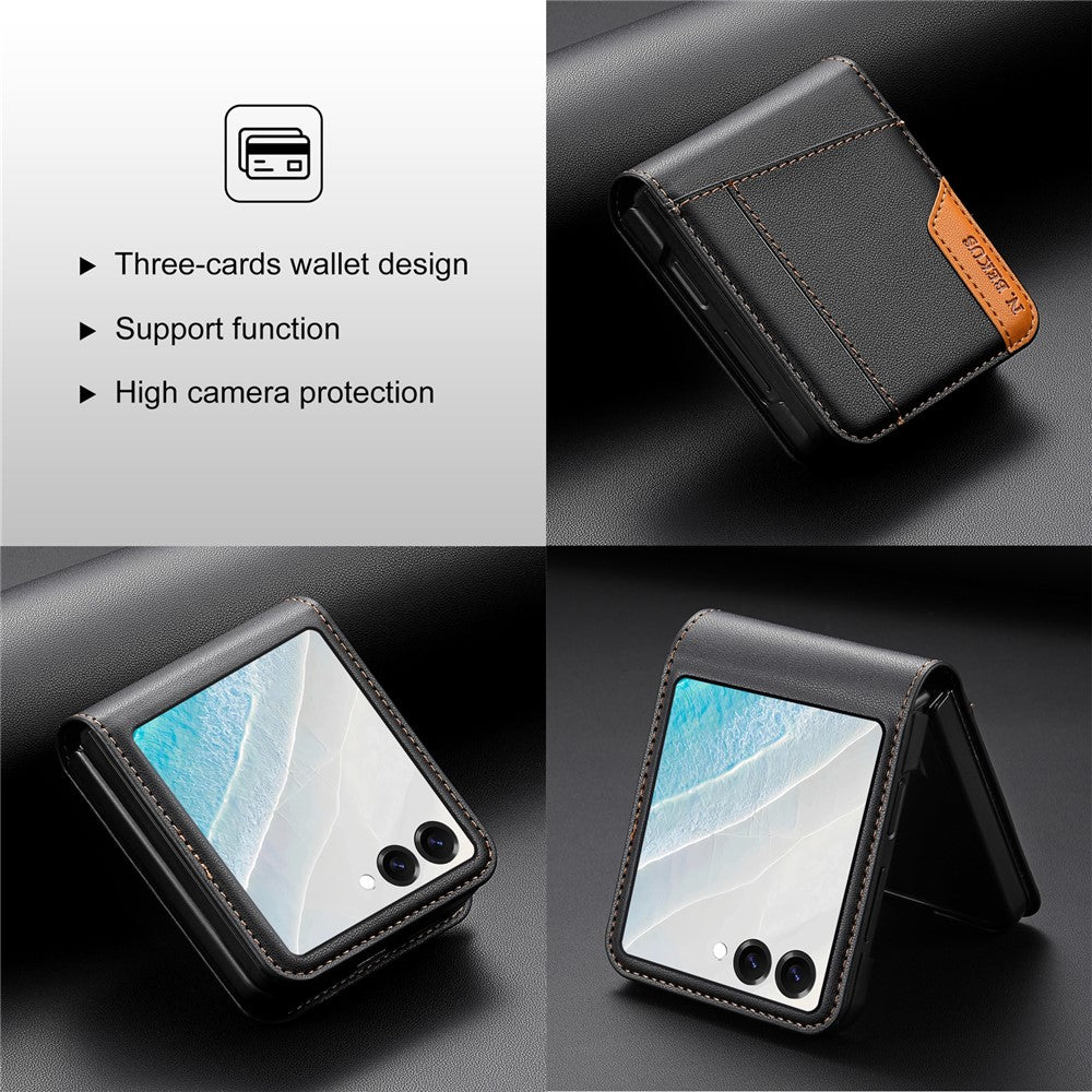 N.BEKUS For Samsung Galaxy Z Flip7 5G Case Card Slot PU + PC Phone Back Cover