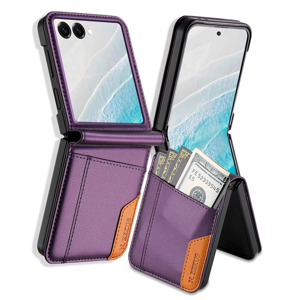 N.BEKUS For Samsung Galaxy Z Flip7 5G Case Card Slot PU + PC Phone Back Cover