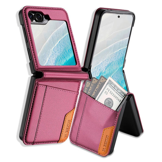 Galaxy Z Flip6 5G / Galaxy Z Flip7 FE 5G – Handyhülle aus Kunststoff und PU-Leder, mit Kartenfach