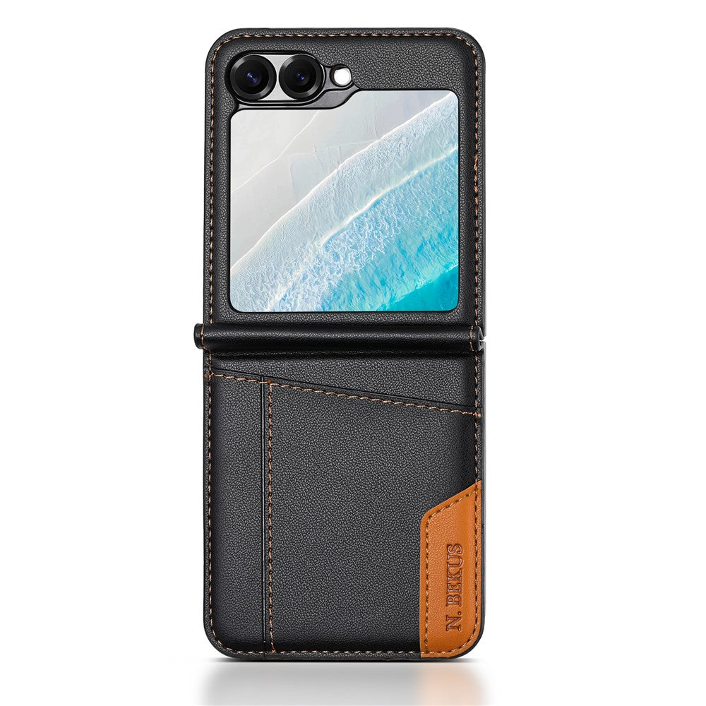 N.BEKUS For Samsung Galaxy Z Flip6 5G / Flip7 FE 5G Case Card Slot PU + PC Phone Back Cover
