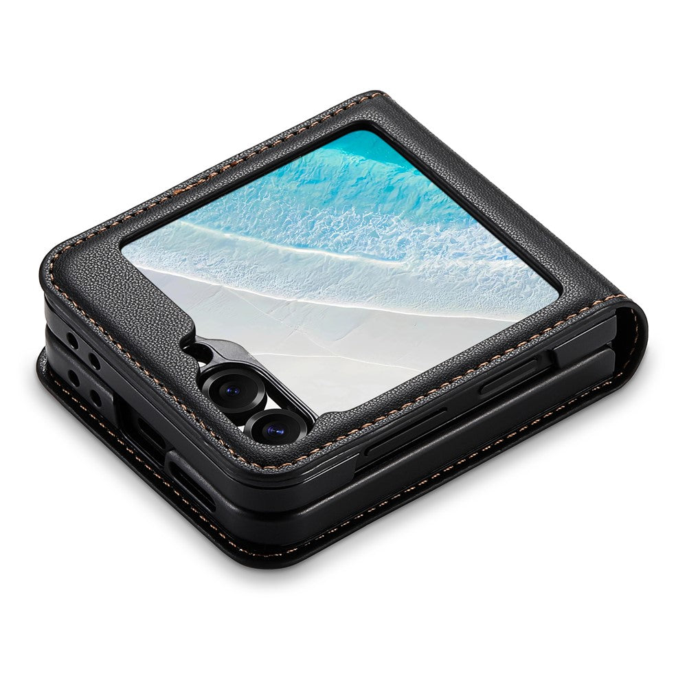 N.BEKUS For Samsung Galaxy Z Flip6 5G / Flip7 FE 5G Case Card Slot PU + PC Phone Back Cover