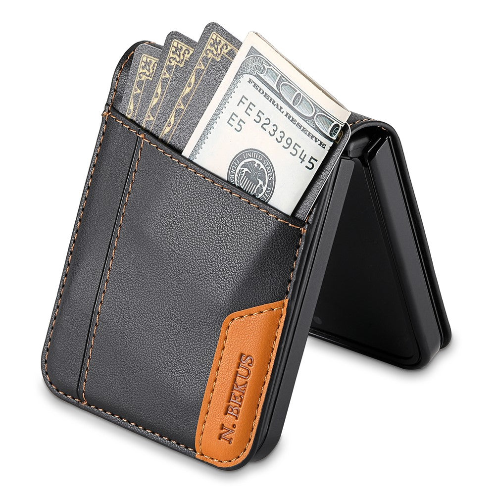 N.BEKUS For Samsung Galaxy Z Flip6 5G / Flip7 FE 5G Case Card Slot PU + PC Phone Back Cover