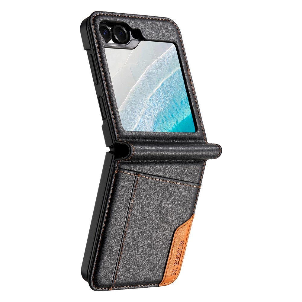 N.BEKUS For Samsung Galaxy Z Flip6 5G / Flip7 FE 5G Case Card Slot PU + PC Phone Back Cover