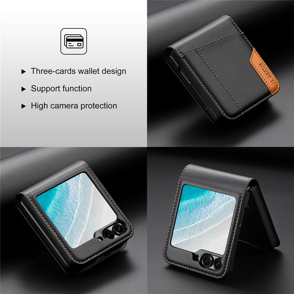 N.BEKUS For Samsung Galaxy Z Flip6 5G / Flip7 FE 5G Case Card Slot PU + PC Phone Back Cover