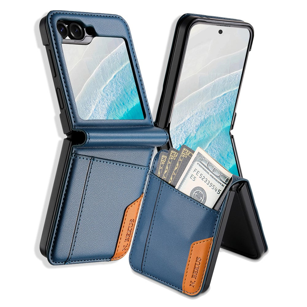 N.BEKUS For Samsung Galaxy Z Flip6 5G / Flip7 FE 5G Case Card Slot PU + PC Phone Back Cover