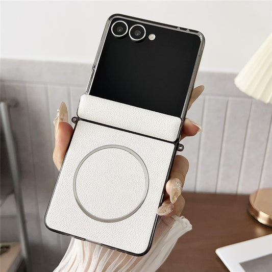 Galaxy Z Flip7 5G – Magnetische Handyhülle aus PC und PU-Leder