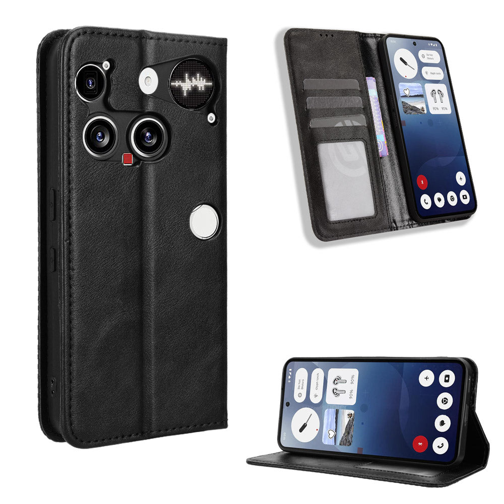 Nothing Phone (3) 5G Wallet-Handyhülle – Aus strapazierfähigem PU-Leder, mit Standfunktion & integriertem Portemonnaie