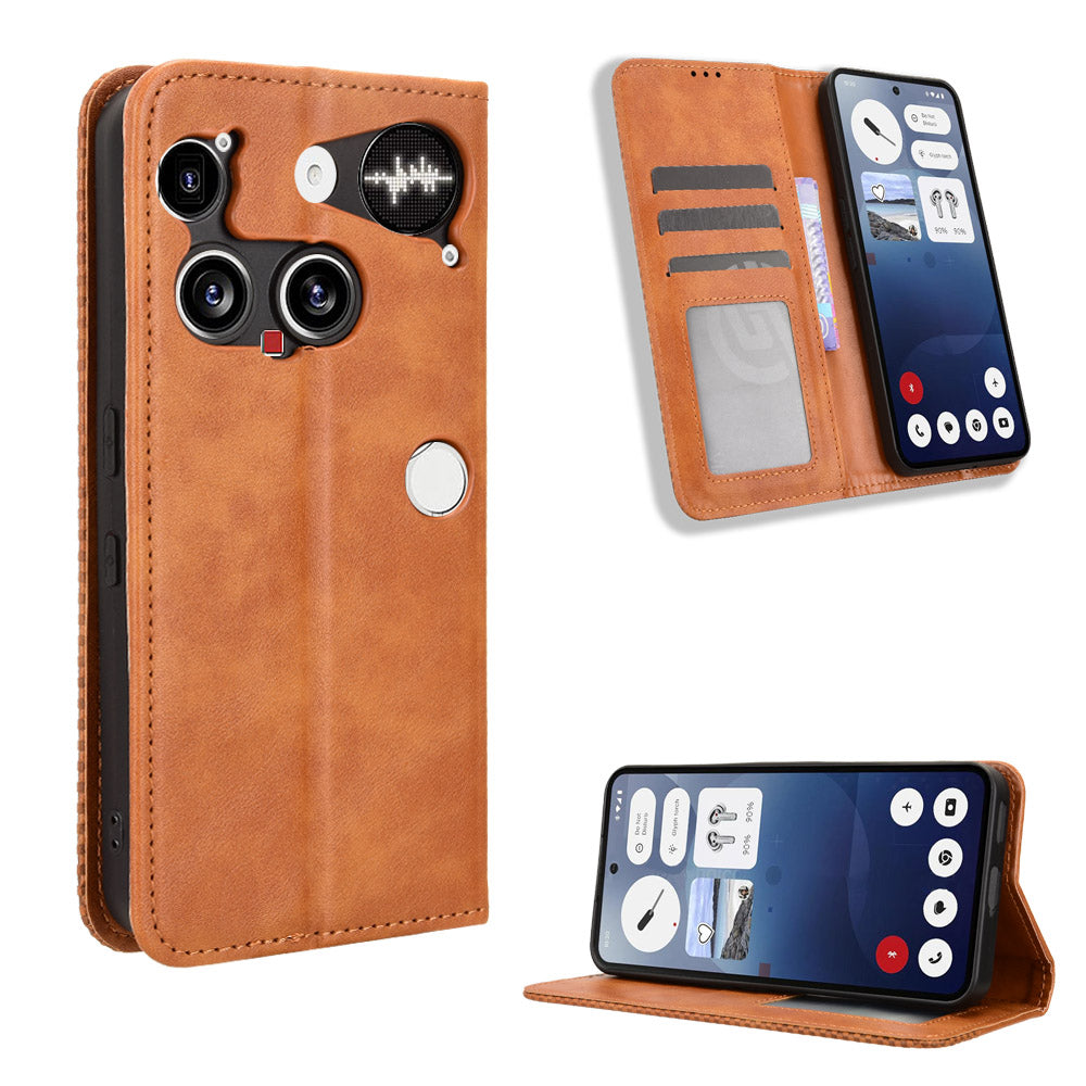 Nothing Phone (3) 5G Wallet-Handyhülle – Aus strapazierfähigem PU-Leder, mit Standfunktion & integriertem Portemonnaie