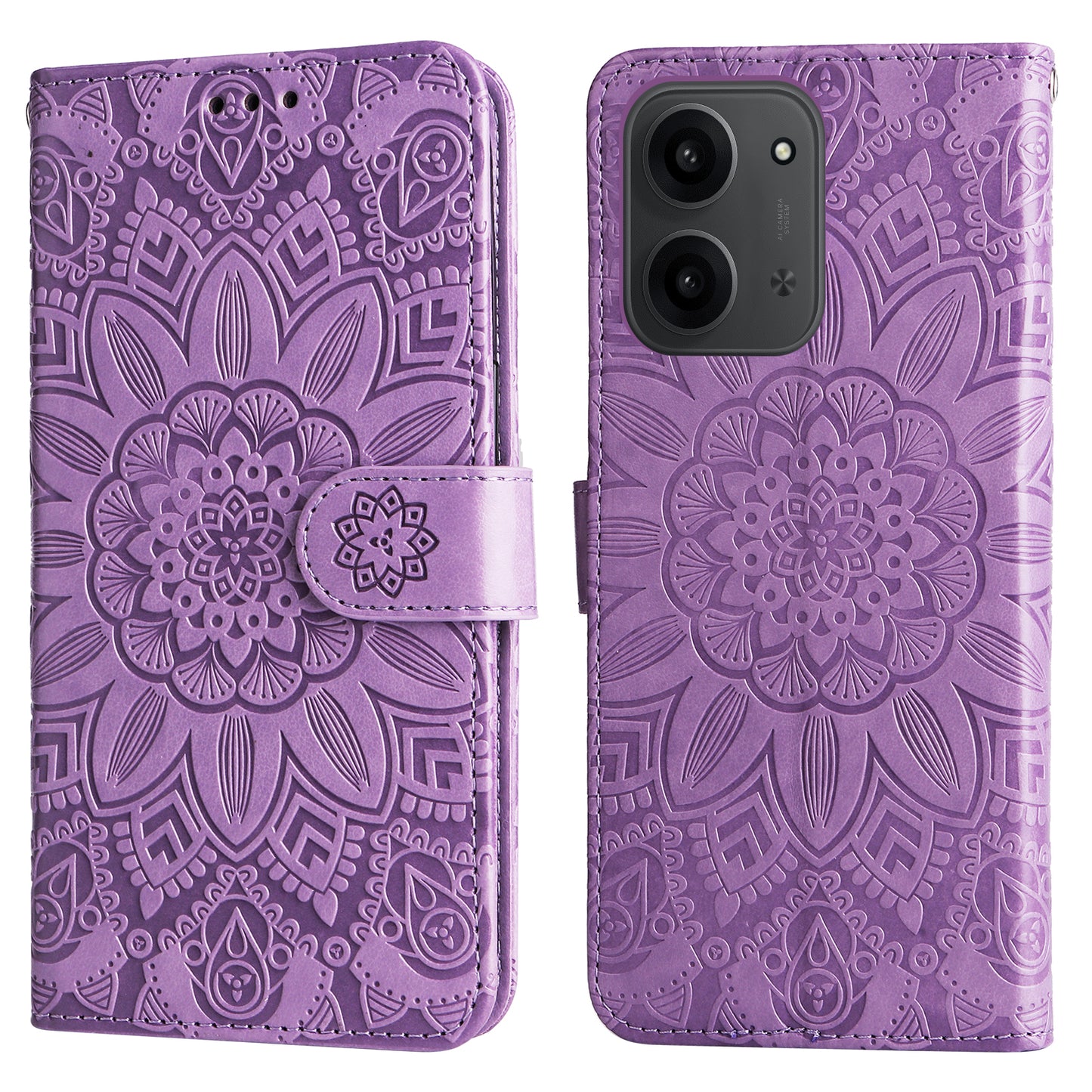For Xiaomi Redmi 15C 4G (Global) (171mm) / Poco C85 4G (171mm) Case Sunflower Imprint Leather Wallet Phone Cover