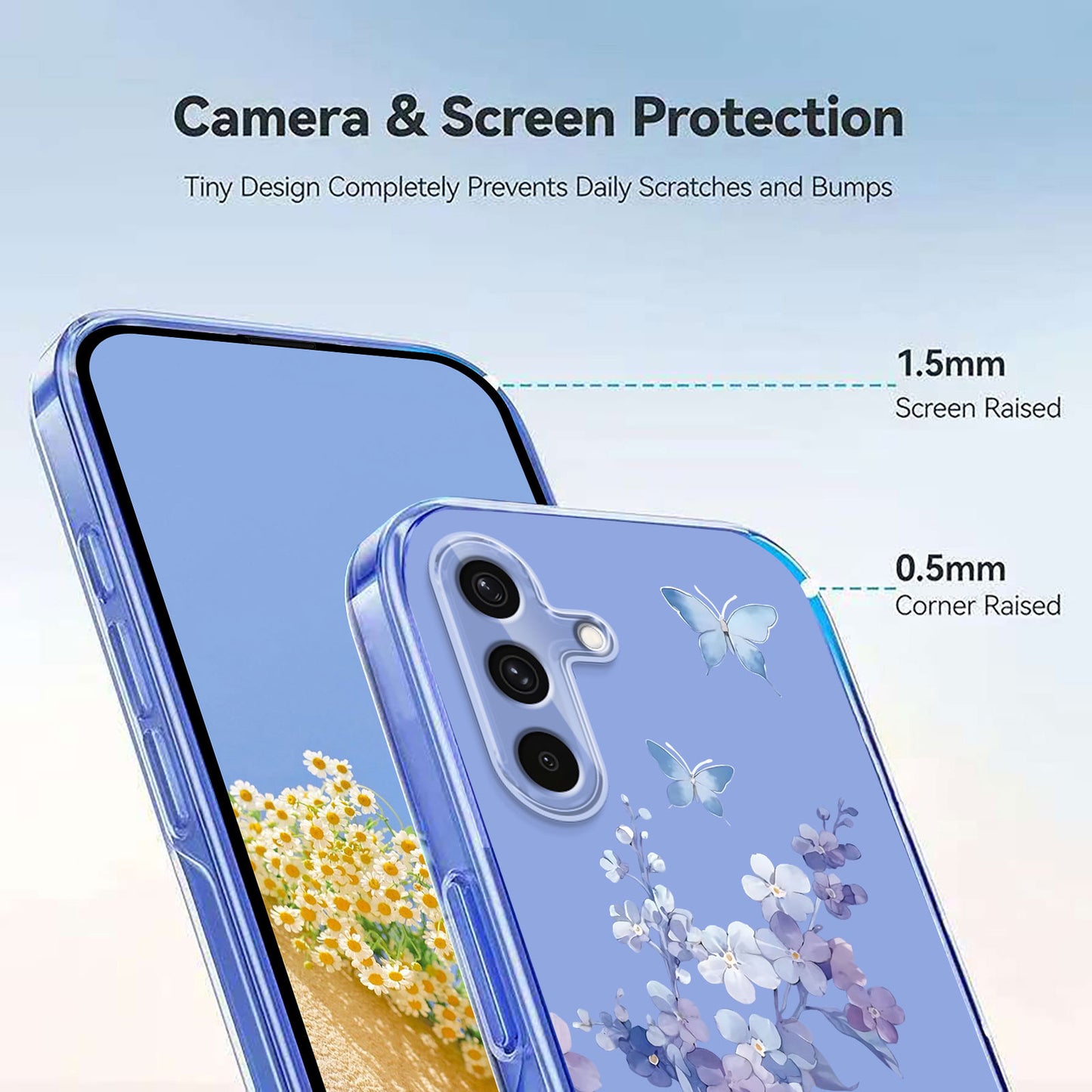 Galaxy S25 FE Schutzhülle – Mit Blumen- Schmerttlingmuster & Stoßfest