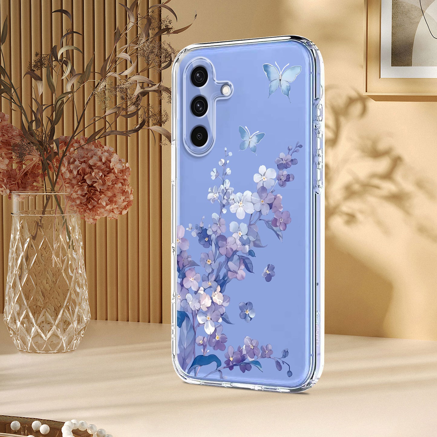 Galaxy S25 FE Schutzhülle – Mit Blumen- Schmerttlingmuster & Stoßfest