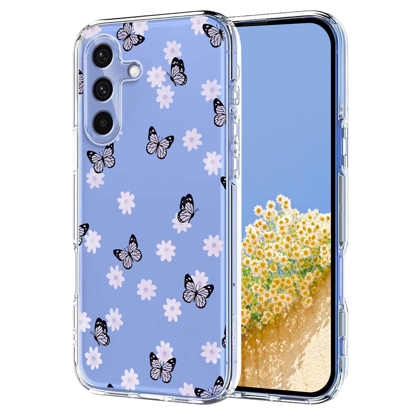 Galaxy S25 FE Schutzhülle – Mit Blumen- Schmerttlingmuster & Stoßfest