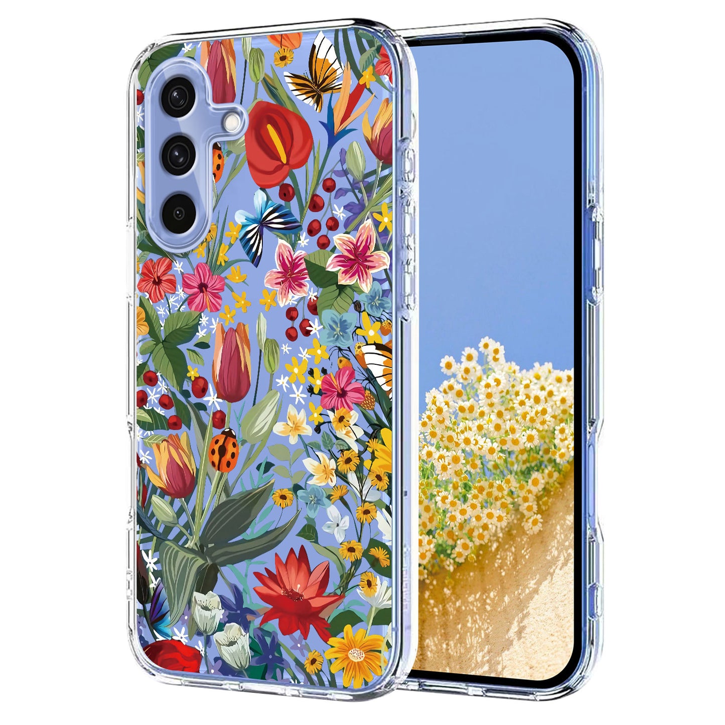 Galaxy S25 FE Schutzhülle – Mit Blumen- Schmerttlingmuster & Stoßfest