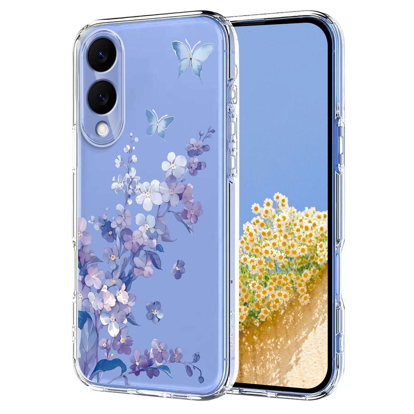 Galaxy S25 Edge Schutzhülle – Mit Blumen- Schmerttlingmuster & Stoßfest