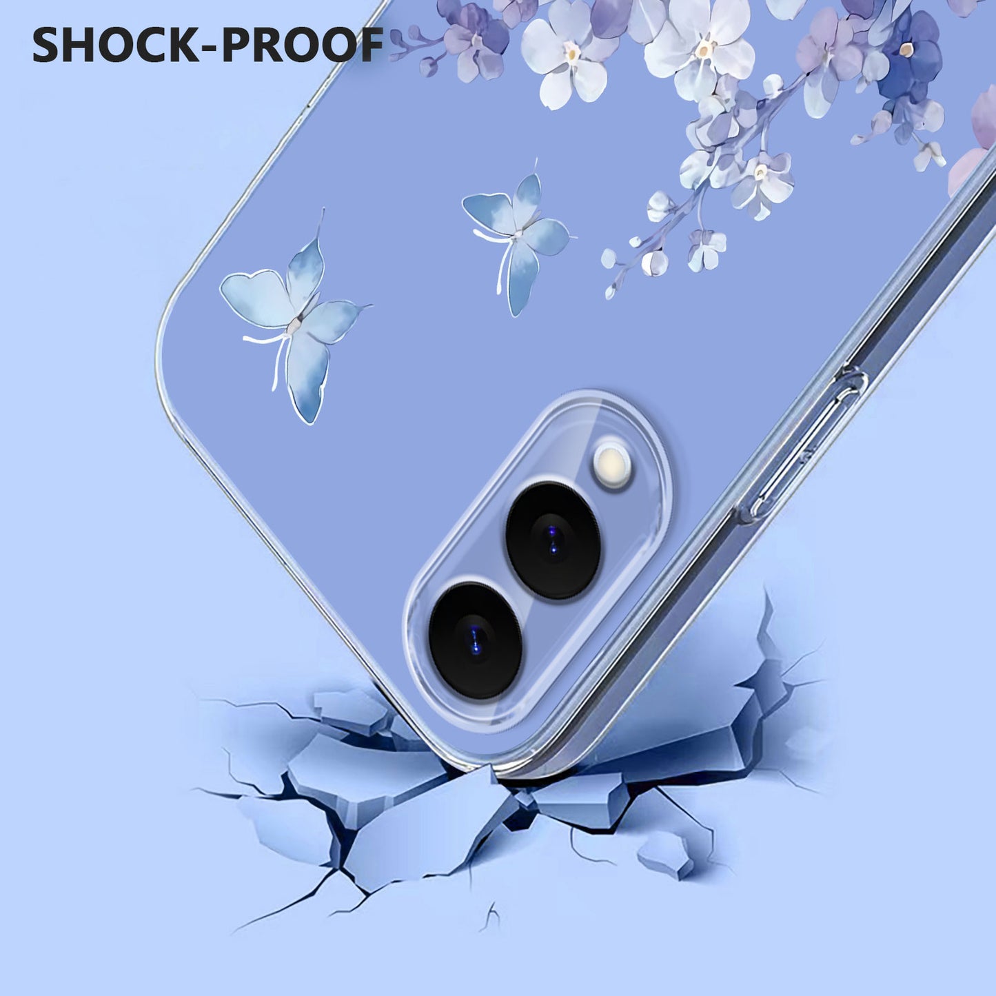 Galaxy S25 Edge Schutzhülle – Mit Blumen- Schmerttlingmuster & Stoßfest