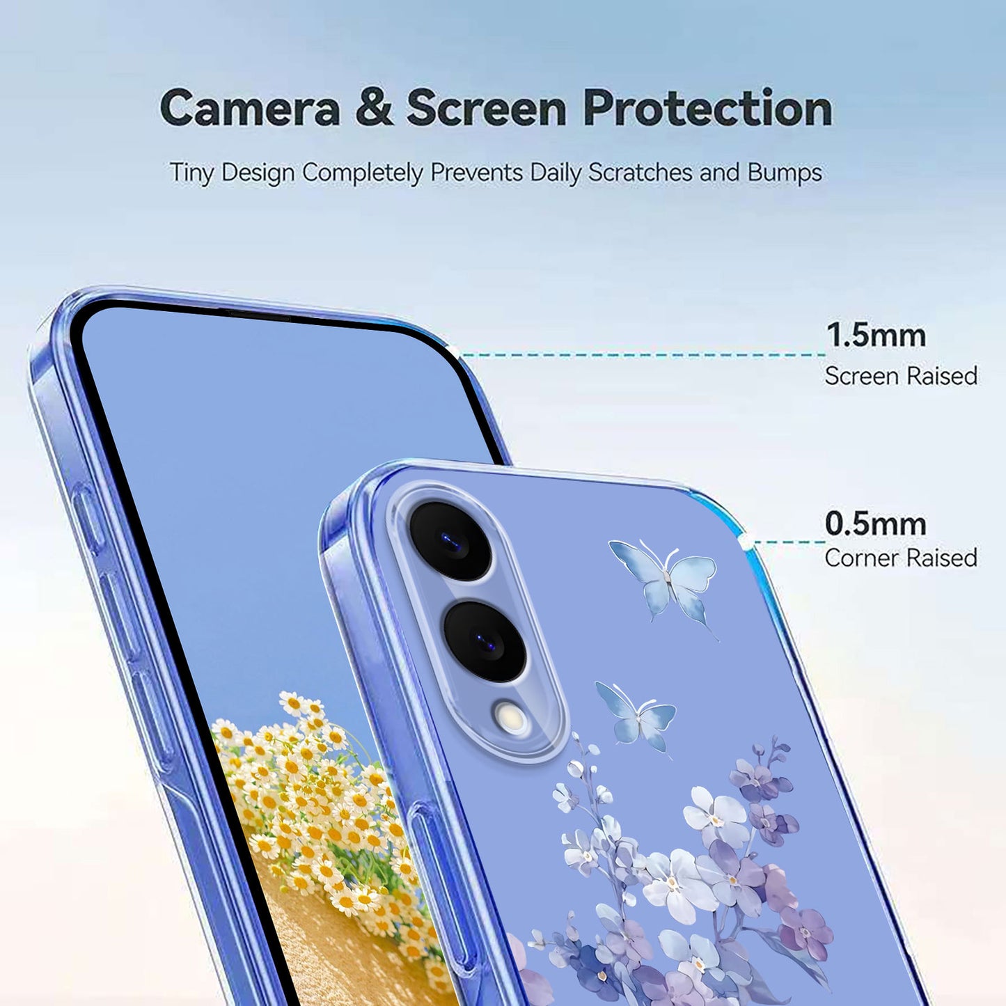 Galaxy S25 Edge Schutzhülle – Mit Blumen- Schmerttlingmuster & Stoßfest