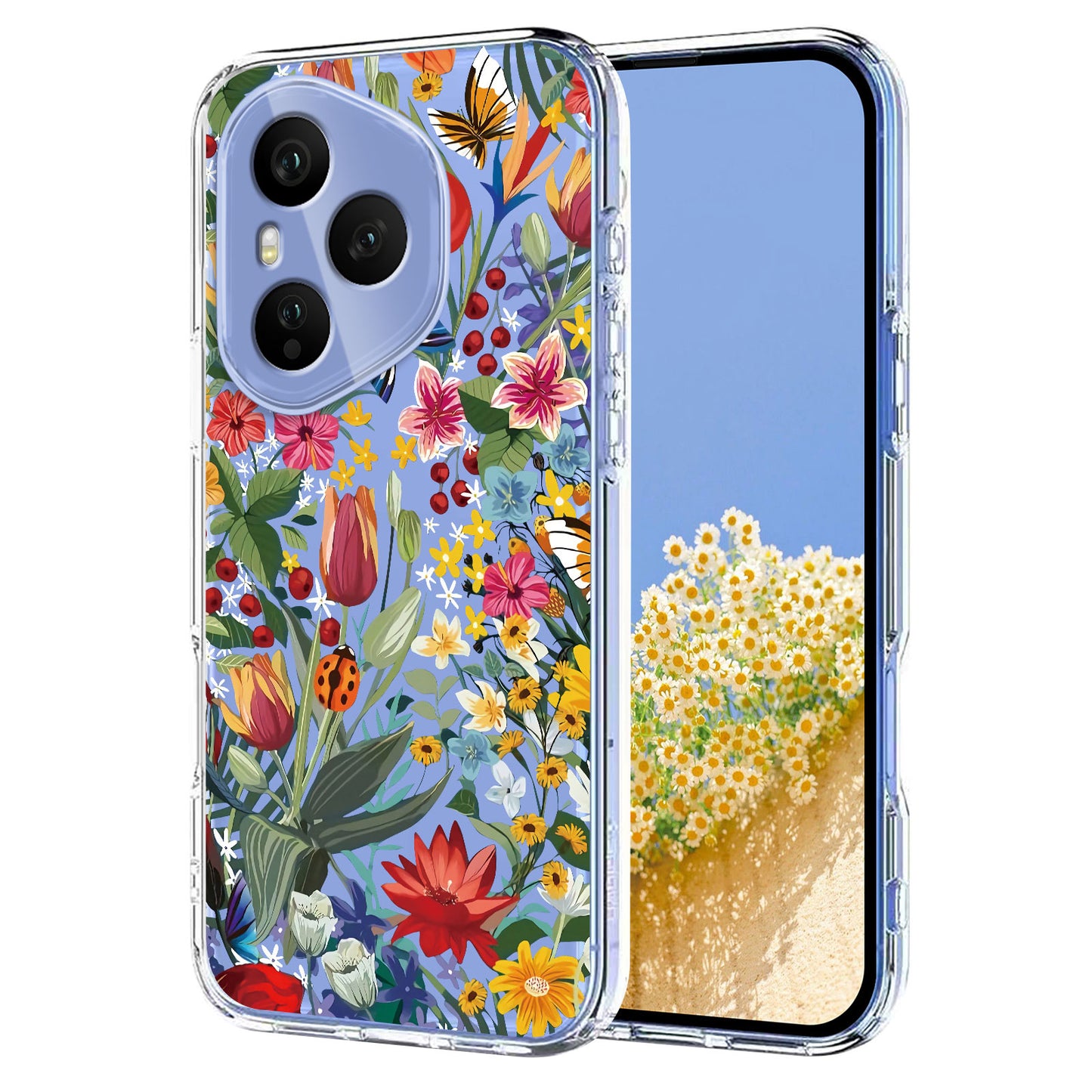 For Honor 400 Pro 5G (Global) Case Butterfly Floral Pattern Printing TPU Phone Back Cover