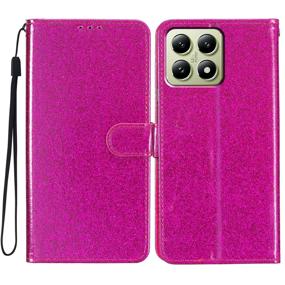 For Xiaomi 15T Wallet Case Glitter Anti-Scratch Leather Stand Phone Cover with Strap