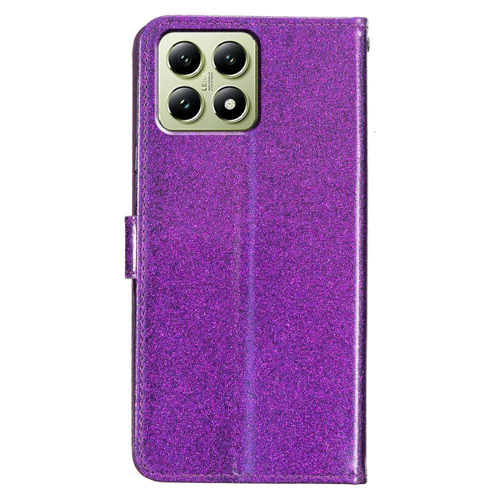 For Xiaomi 15T Wallet Case Glitter Anti-Scratch Leather Stand Phone Cover with Strap