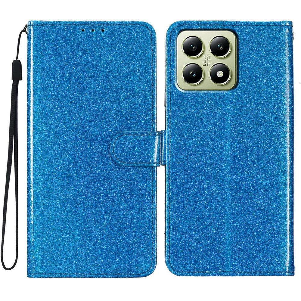 For Xiaomi 15T Wallet Case Glitter Anti-Scratch Leather Stand Phone Cover with Strap
