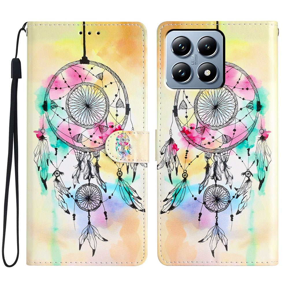 For Xiaomi 15T Wallet Case PU Leather Pattern Printing Stand Phone Cover with Strap