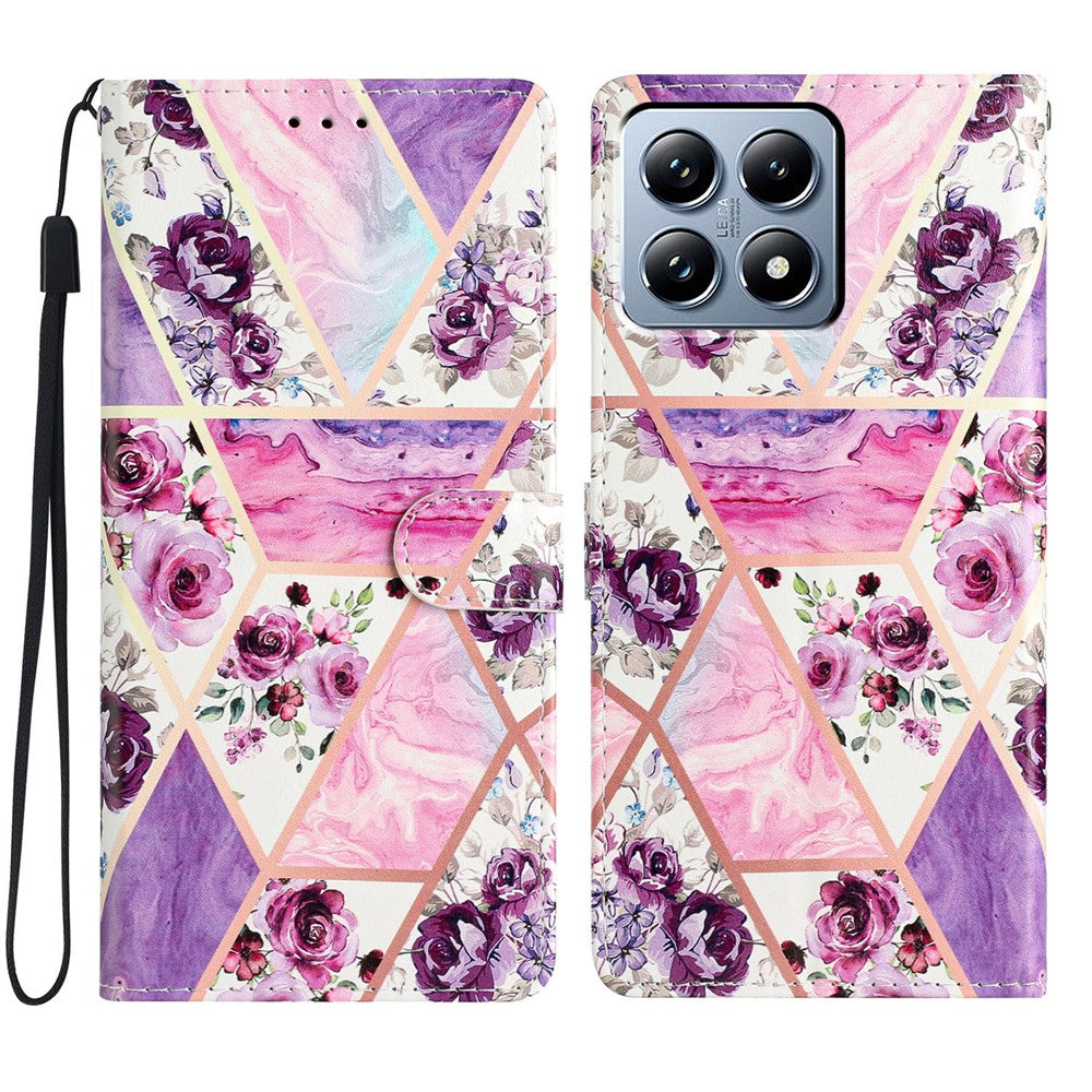 For Xiaomi 15T Wallet Case PU Leather Pattern Printing Stand Phone Cover with Strap