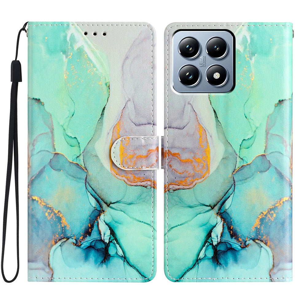 For Xiaomi 15T Wallet Case PU Leather Pattern Printing Stand Phone Cover with Strap