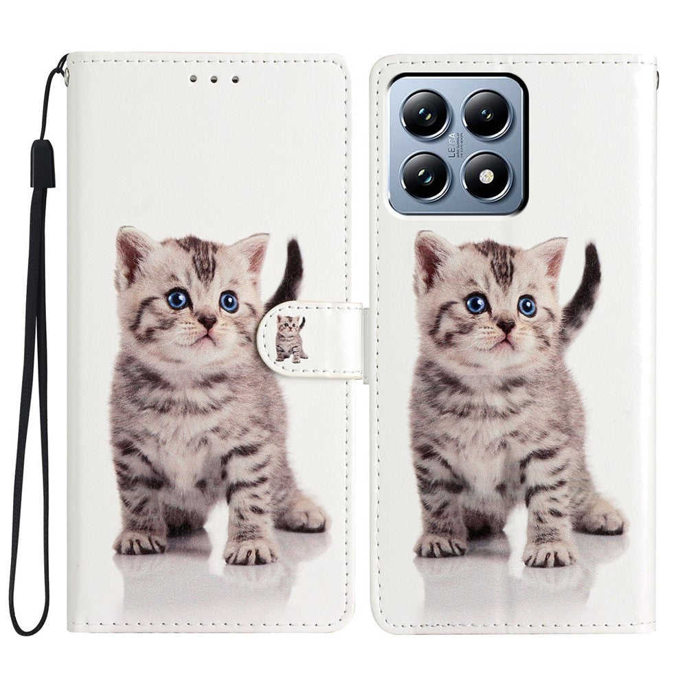 For Xiaomi 15T Pro Wallet Case PU Leather Pattern Printing Stand Phone Cover with Strap