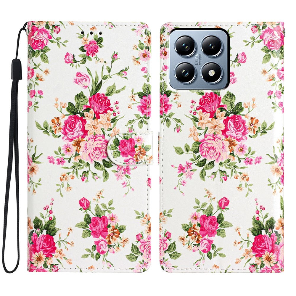 For Xiaomi 15T Pro Wallet Case PU Leather Pattern Printing Stand Phone Cover with Strap