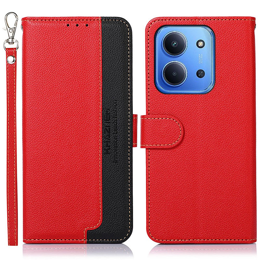 KHAZNEH For Xiaomi Redmi 15C 5G (EU) (173mm) / 15C 4G (EU) (173mm) Case RFID Blocking Wallet PU Leather Phone Cover with Strap