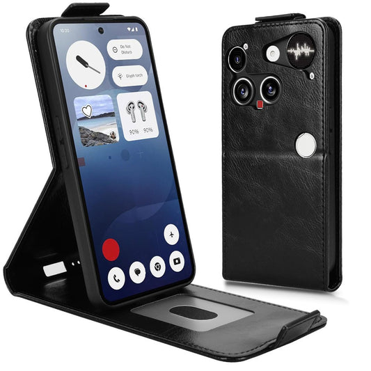 For Nothing Phone (3) 5G Stand Case Magnetic Clasp Vertical Flip Leather Phone Cover with Card Holder
