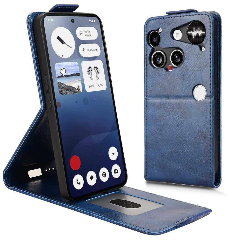 For Nothing Phone (3) 5G Stand Case Magnetic Clasp Vertical Flip Leather Phone Cover with Card Holder